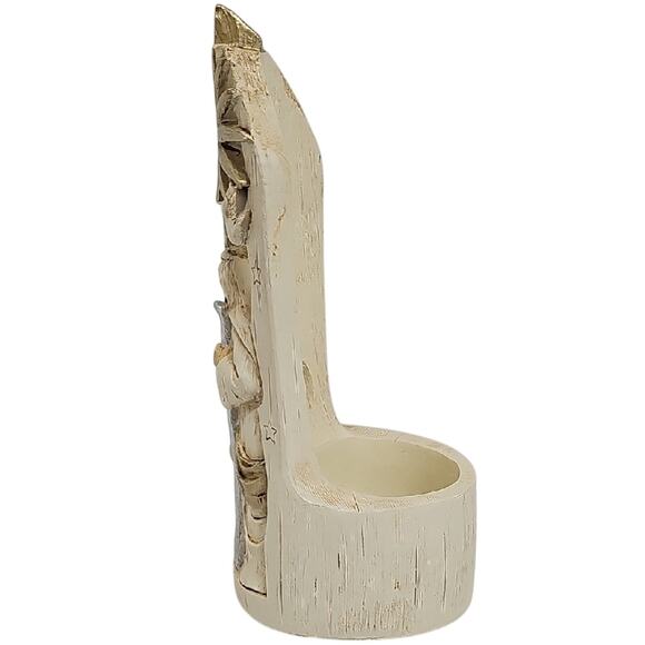 Holy Family Resin Tealite Holder with Gold and Silver Accents Nativity Scene - Picture 2 of 6